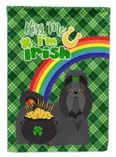 Black Shih Tzu St. Patrick's Garden Flag – "Kiss Me I’m Irish" with Pot of Gold & Rainbow