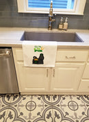Black Shih Tzu St. Patrick's Day White Kitchen Towel Set of 2 Dish Towels