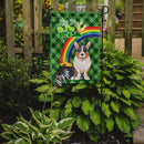 Blue Merle Cardigan Corgi St. Patrick's Garden Flag – "Kiss Me I’m Irish" with Pot of Gold & Rainbow