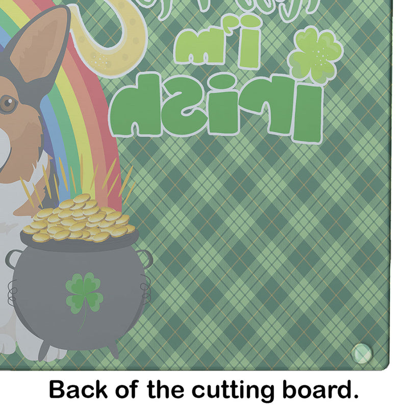 Sable Pembroke Corgi St. Patrick's Day Glass Cutting Boards – Durable, Decorative Kitchen Art Large