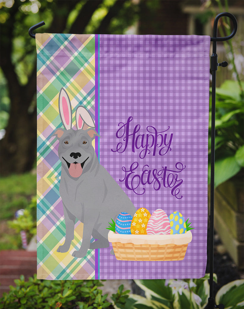 Blue Pit Bull Terrier Easter Garden Flag – Decorative Outdoor Yard Flag
