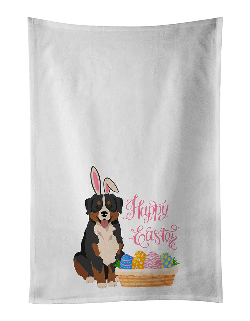 Bernese Mountain Dog Easter White Kitchen Towel Set of 2 Dish Towels