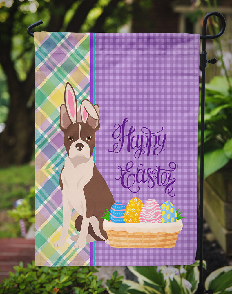 Red Boston Terrier Easter Garden Flag – Decorative Outdoor Yard Flag