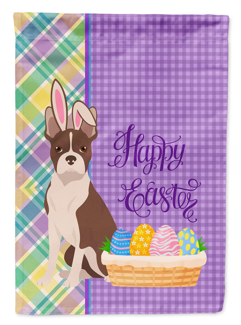 Red Boston Terrier Easter Garden Flag – Decorative Outdoor Yard Flag