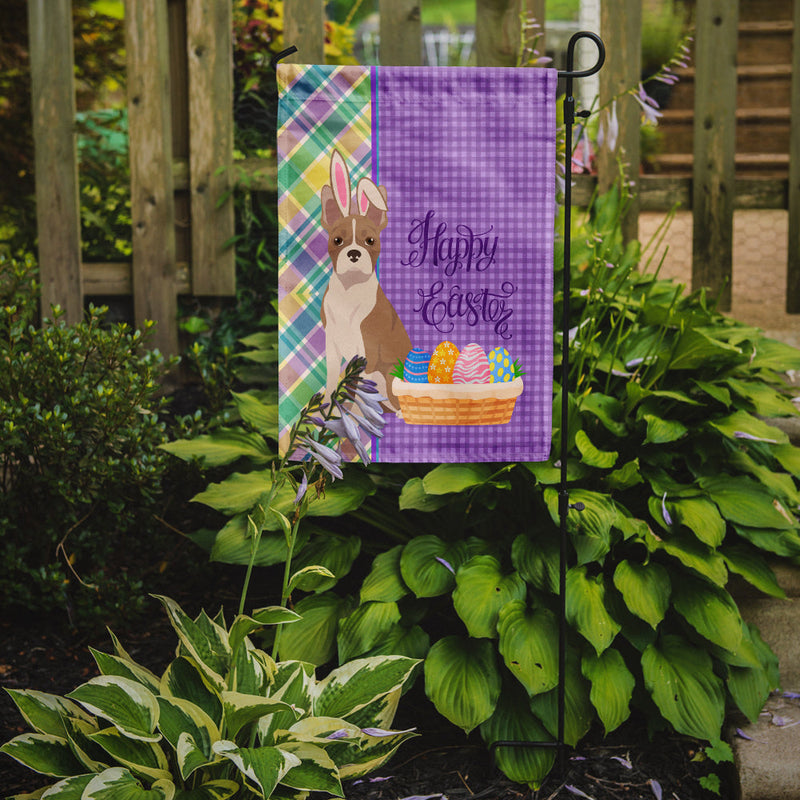 Fawn Boston Terrier Easter Garden Flag – Decorative Outdoor Yard Flag