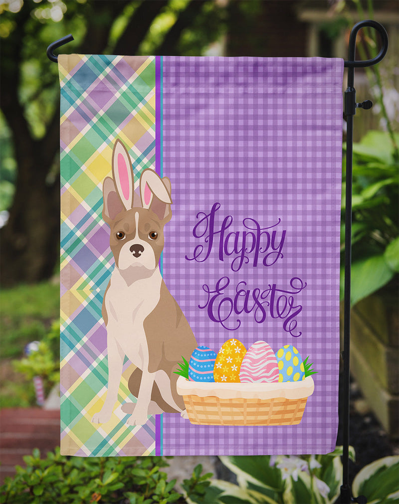 Fawn Boston Terrier Easter Garden Flag – Decorative Outdoor Yard Flag
