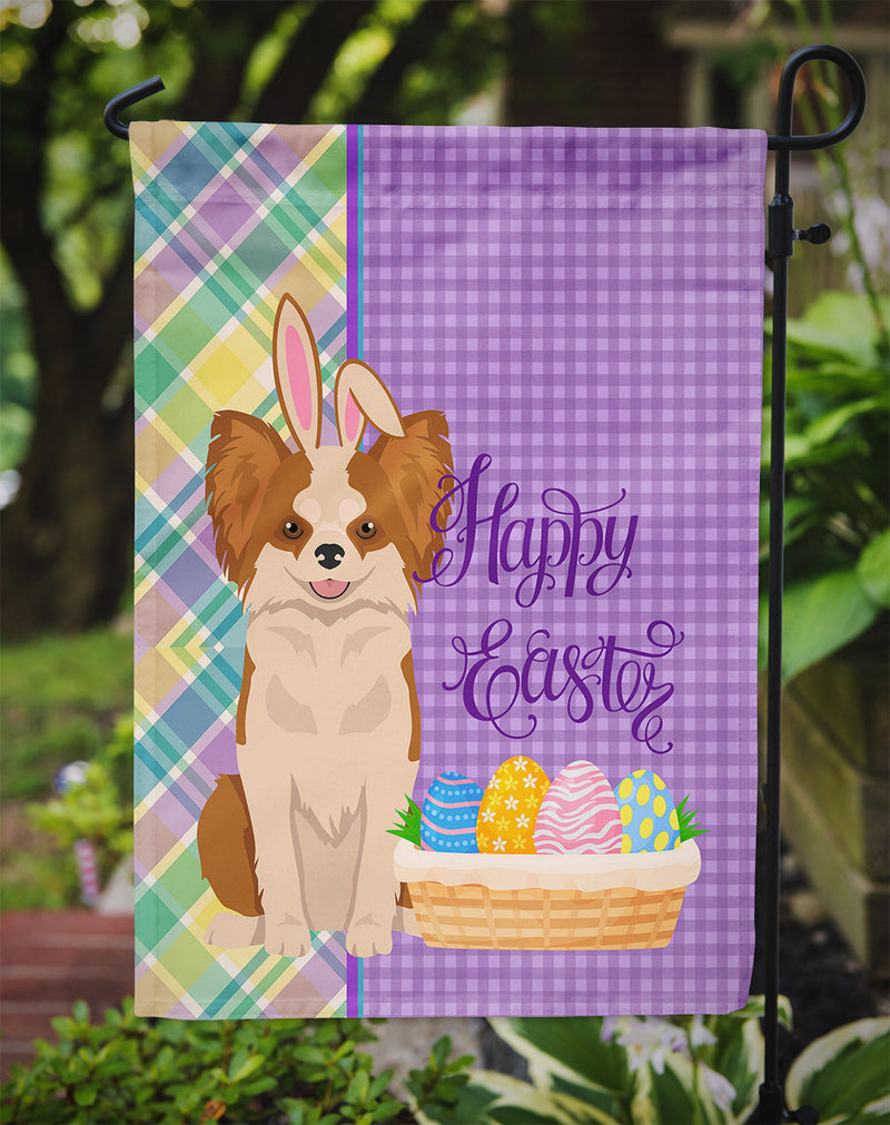 Longhaired Red and White Chihuahua Easter Garden Flag – Decorative Outdoor Yard Flag