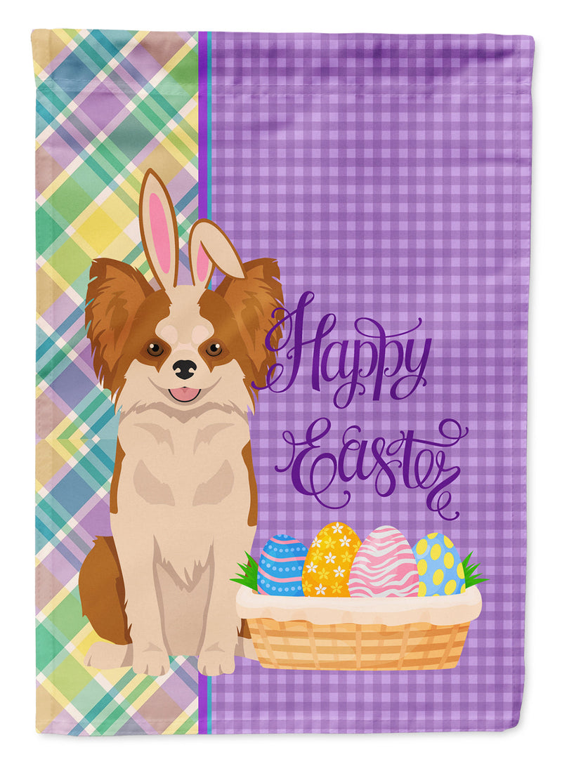 Longhaired Red and White Chihuahua Easter Garden Flag – Decorative Outdoor Yard Flag