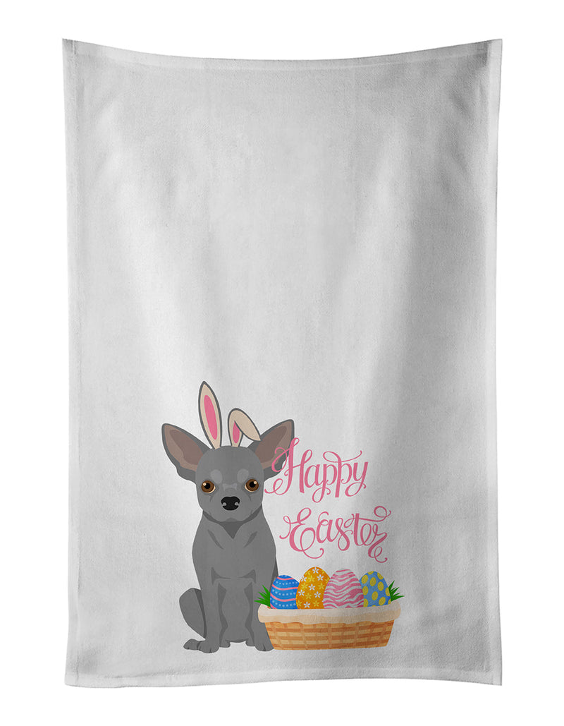 Silver Chihuahua Easter White Kitchen Towel Set of 2 Dish Towels