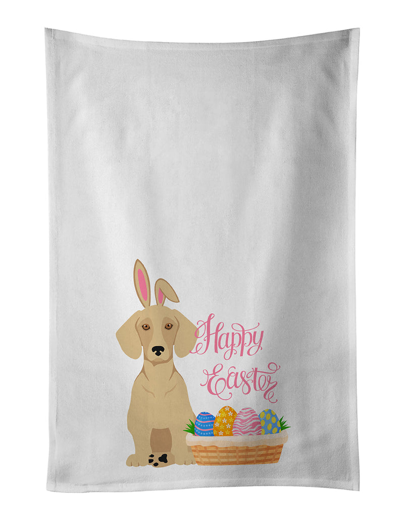Cream Dachshund Easter White Kitchen Towel Set of 2 Dish Towels