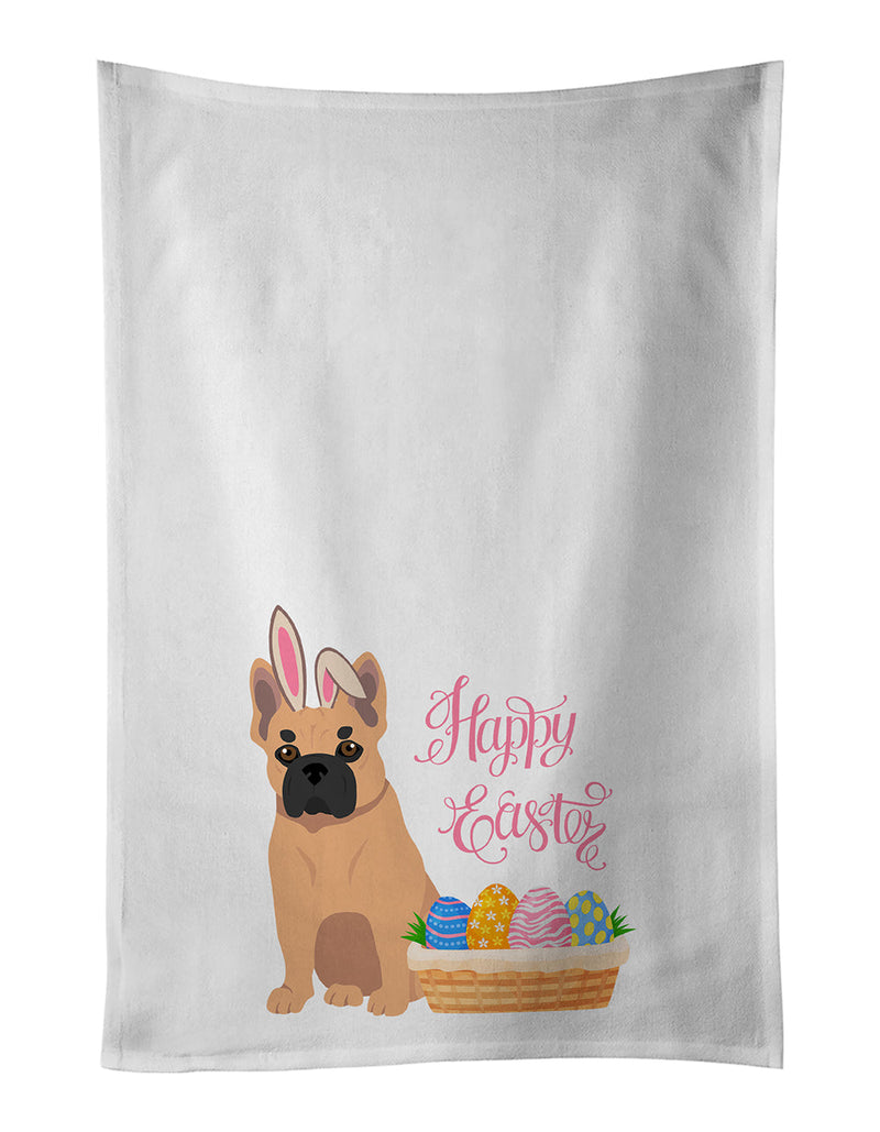 Fawn French Bulldog Easter White Kitchen Towel Set of 2 Dish Towels