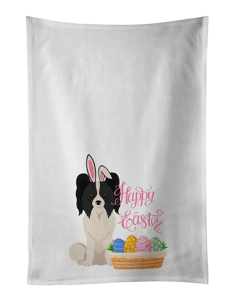 Black and White Papillon Easter White Kitchen Towel Set of 2 Dish Towels