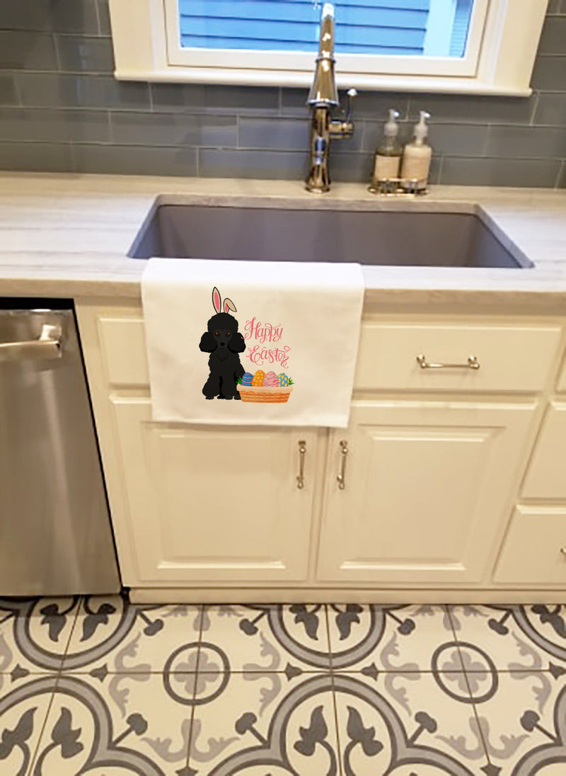 Toy Black Poodle Easter White Kitchen Towel Set of 2 Dish Towels