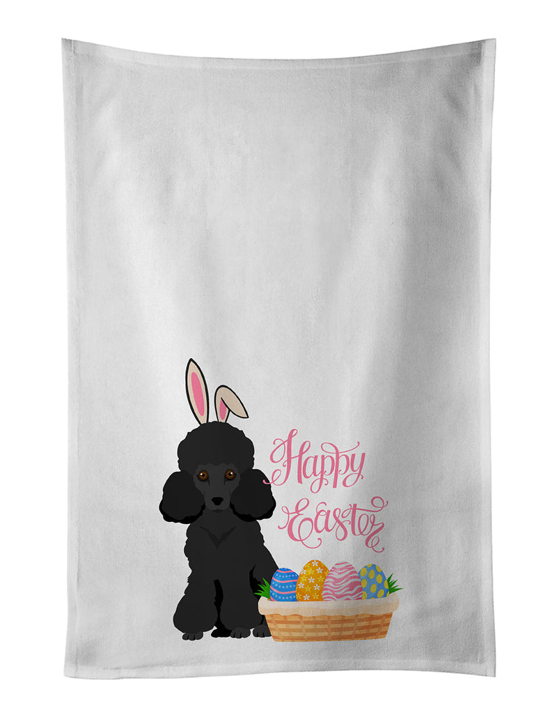 Toy Black Poodle Easter White Kitchen Towel Set of 2 Dish Towels