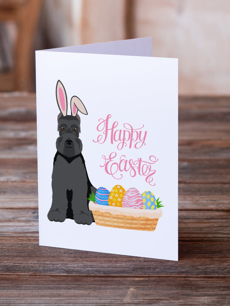Black Schnauzer Easter Greeting Cards -  Blank Note Cards – 8-Pack of Artist-Designed Cards with Envelopes
