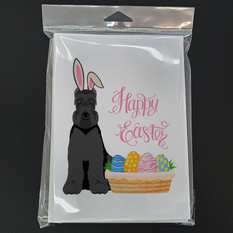 Black Schnauzer Easter Greeting Cards -  Blank Note Cards – 8-Pack of Artist-Designed Cards with Envelopes
