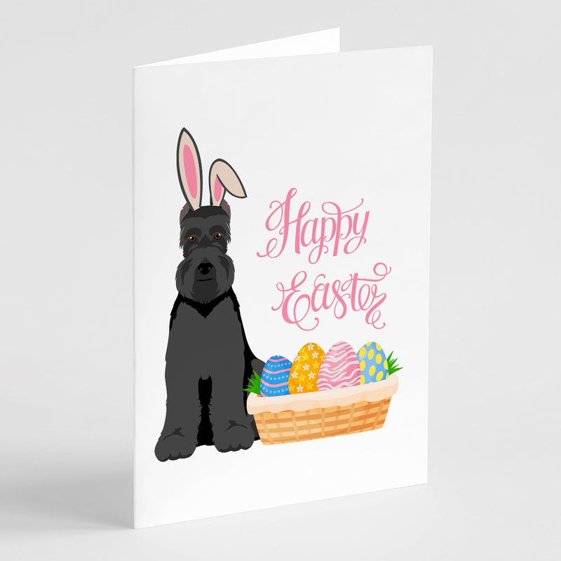Black Schnauzer Easter Greeting Cards -  Blank Note Cards – 8-Pack of Artist-Designed Cards with Envelopes