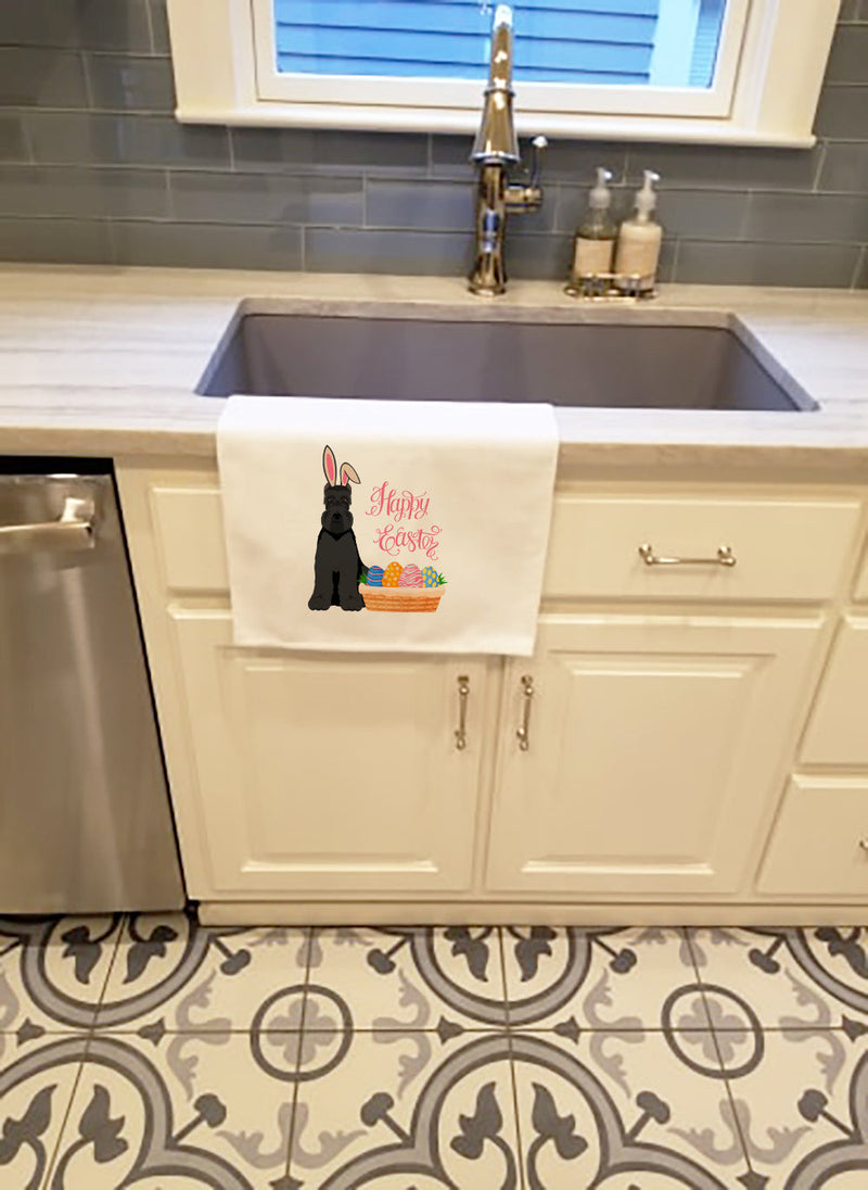 Black Schnauzer Easter White Kitchen Towel Set of 2 Dish Towels