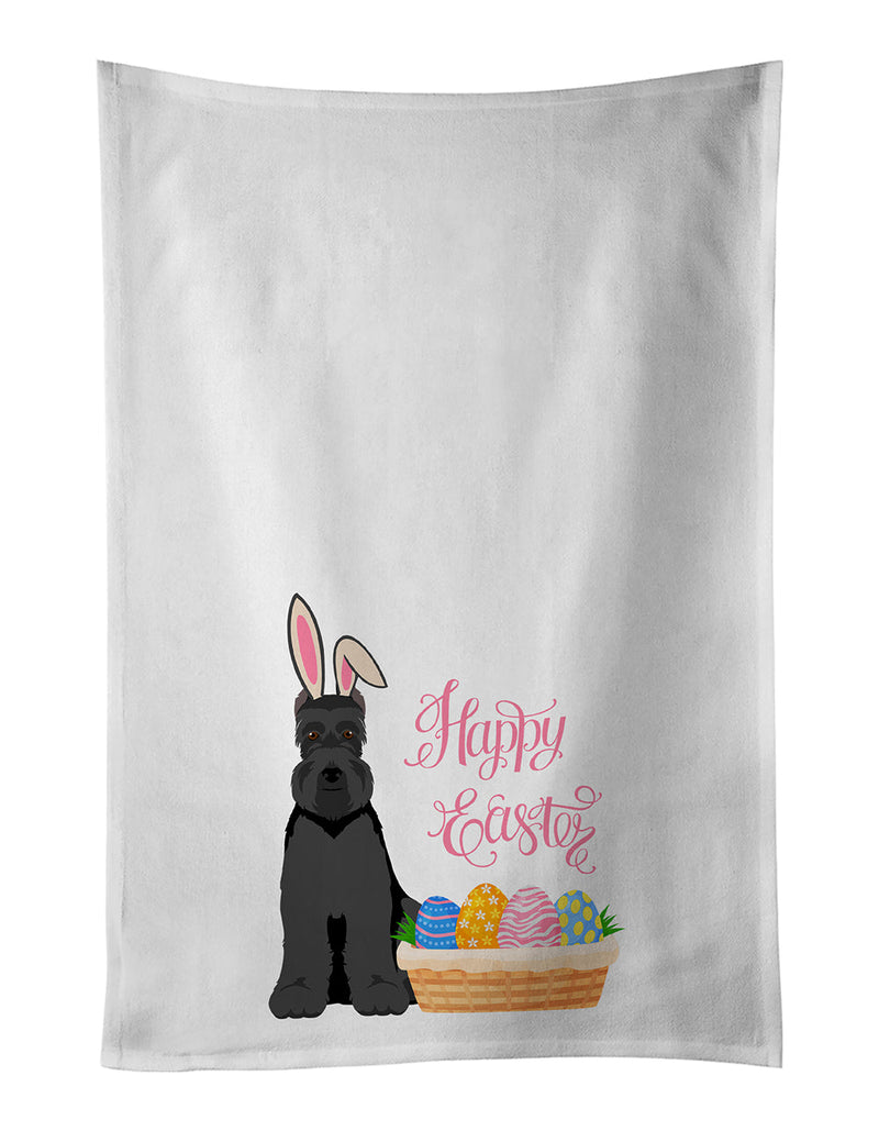 Black Schnauzer Easter White Kitchen Towel Set of 2 Dish Towels