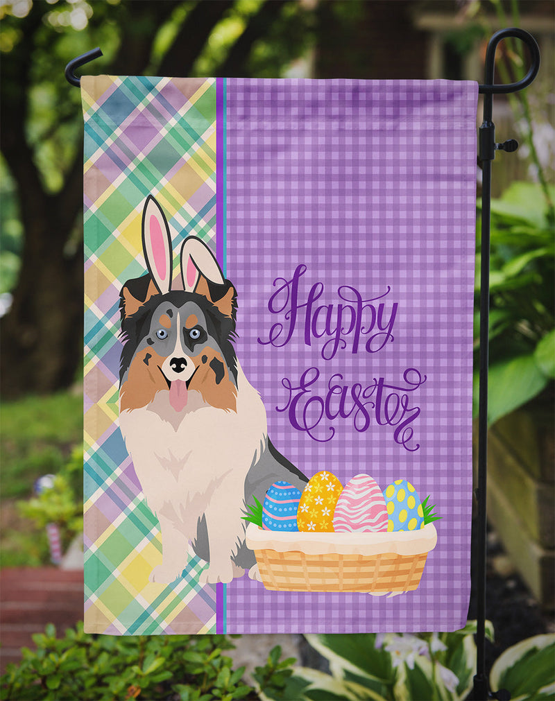 Blue Merle Sheltie Easter Garden Flag – Decorative Outdoor Yard Flag