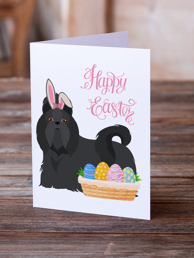 Black Shih Tzu Easter Greeting Cards -  Blank Note Cards – 8-Pack of Artist-Designed Cards with Envelopes