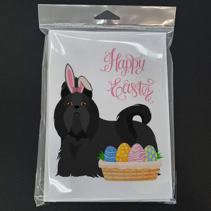 Black Shih Tzu Easter Greeting Cards -  Blank Note Cards – 8-Pack of Artist-Designed Cards with Envelopes