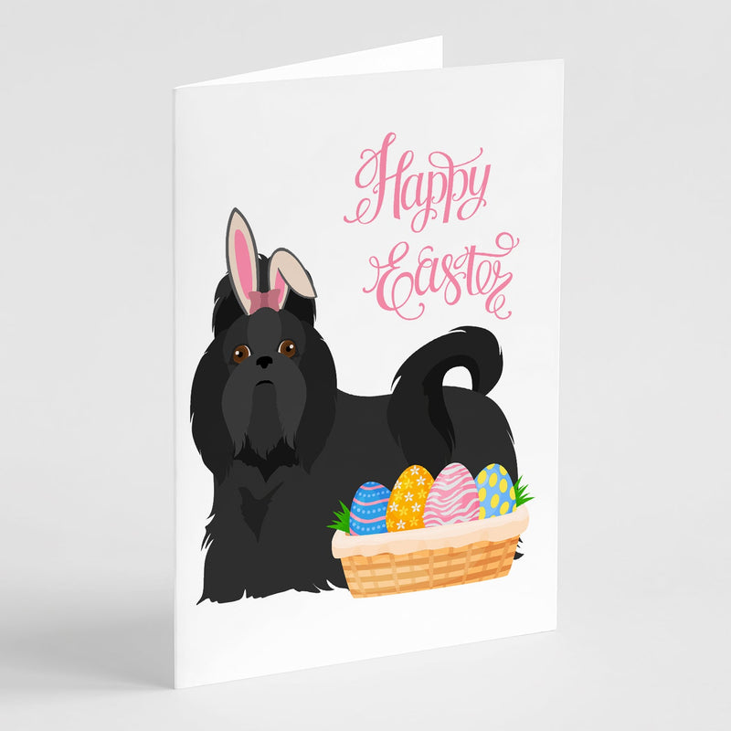 Black Shih Tzu Easter Greeting Cards -  Blank Note Cards – 8-Pack of Artist-Designed Cards with Envelopes