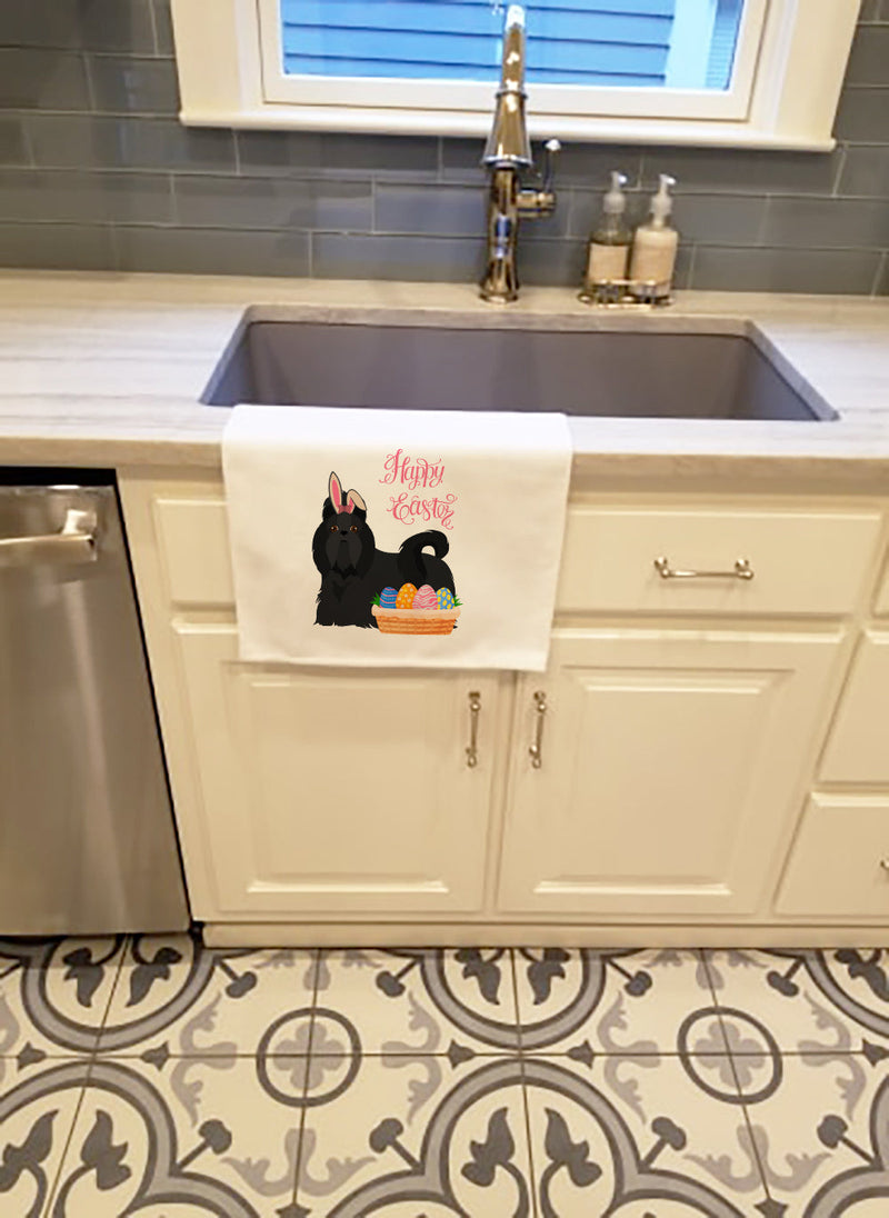 Black Shih Tzu Easter White Kitchen Towel Set of 2 Dish Towels