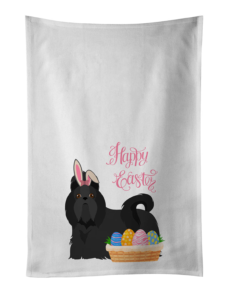 Black Shih Tzu Easter White Kitchen Towel Set of 2 Dish Towels