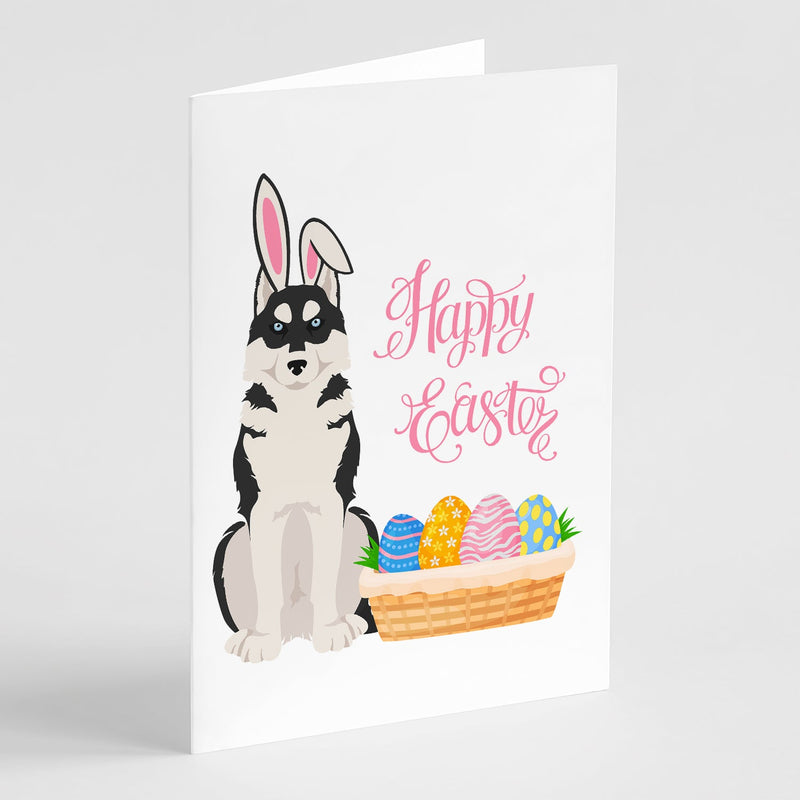 Black Siberian Husky Easter Greeting Cards -  Blank Note Cards – 8-Pack of Artist-Designed Cards with Envelopes