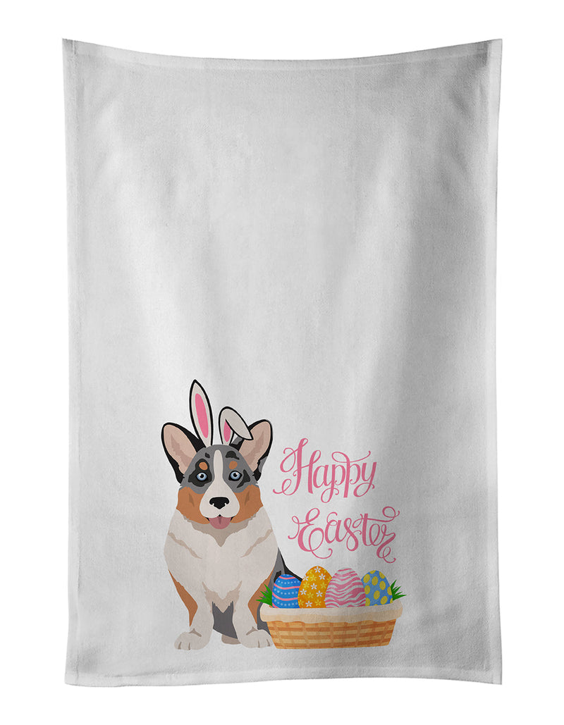 Blue Merle Cardigan Corgi Easter White Kitchen Towel Set of 2 Dish Towels