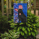 Black Pit Bull Terrier Patriotic Heart Garden Flag – Red, White & Blue Dog Decor with Star Background