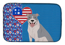 Blue and White Pit Bull Terrier USA American Dish Drying Mat – Absorbent, Artistic Kitchen Essentials
