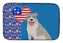 Blue Brindle Pit Bull Terrier USA American Dish Drying Mat – Absorbent, Artistic Kitchen Essentials