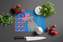 Blue Pit Bull Terrier USA American Glass Cutting Boards – Durable, Decorative Kitchen Art Large