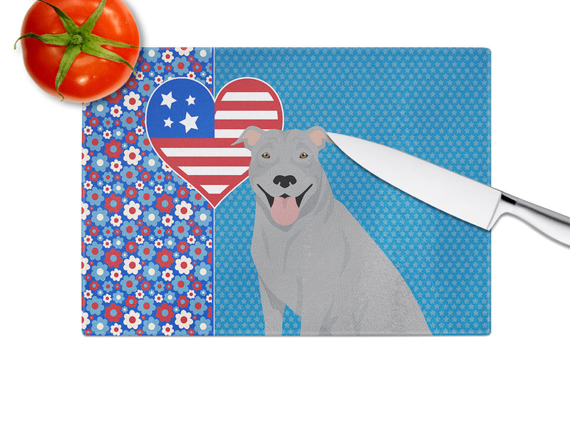 Blue Pit Bull Terrier USA American Glass Cutting Boards – Durable, Decorative Kitchen Art Large
