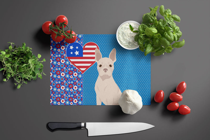 White Boston Terrier USA American Glass Cutting Boards – Durable, Decorative Kitchen Art Large