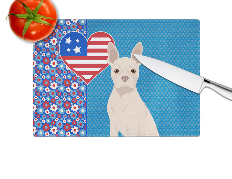 White Boston Terrier USA American Glass Cutting Boards – Durable, Decorative Kitchen Art Large