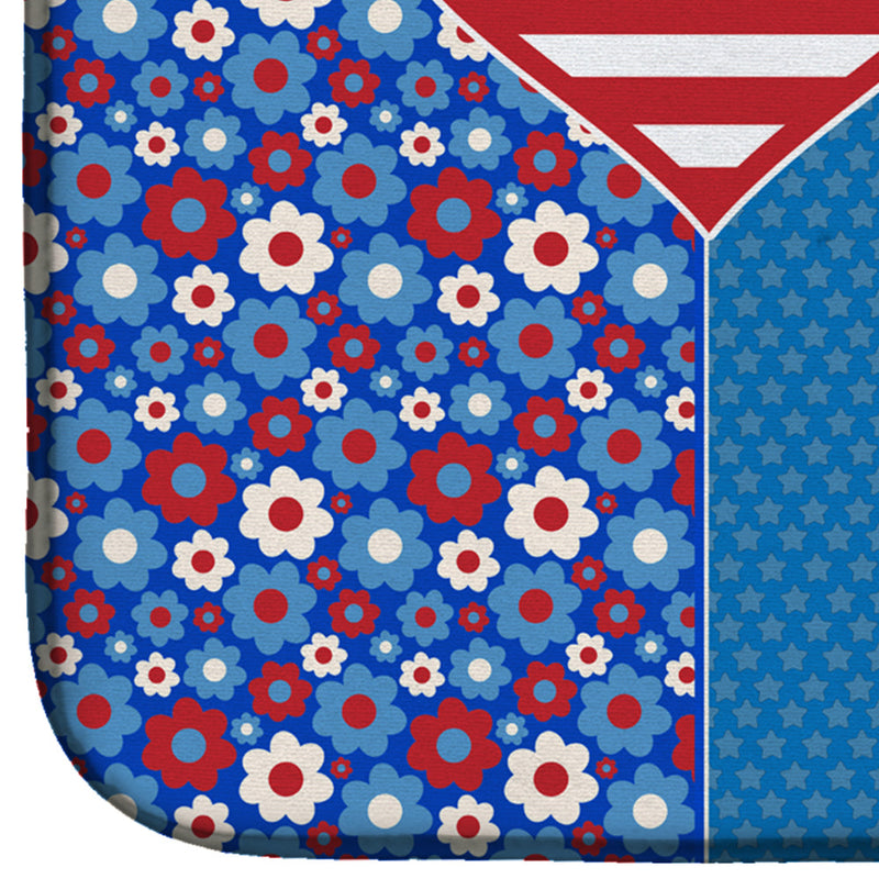 Blue Boston Terrier USA American Dish Drying Mat – Absorbent, Artistic Kitchen Essentials