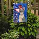 Blue Boston Terrier Patriotic Heart Garden Flag – Red, White & Blue Dog Decor with Star Background
