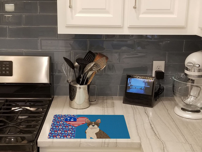 Brindle Boston Terrier USA American Glass Cutting Boards – Durable, Decorative Kitchen Art Large