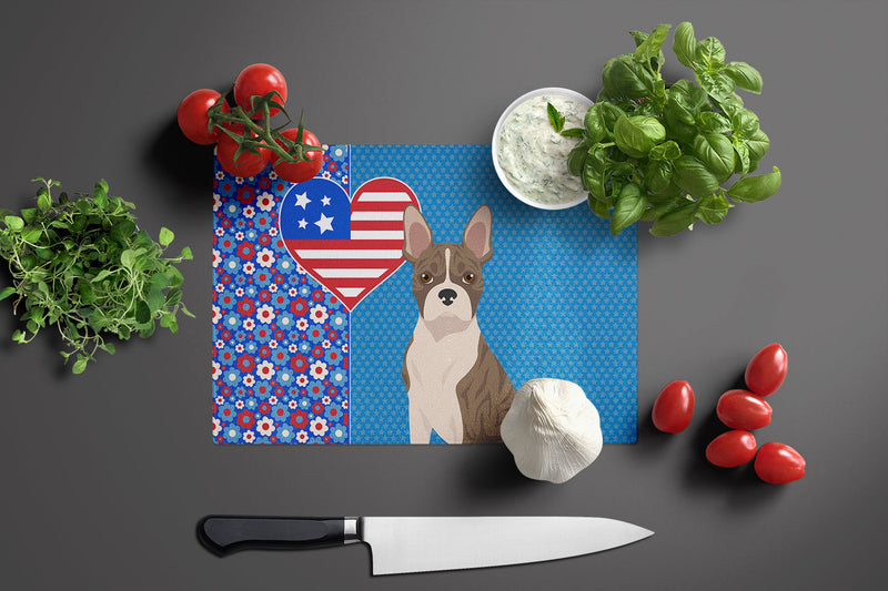 Brindle Boston Terrier USA American Glass Cutting Boards – Durable, Decorative Kitchen Art Large