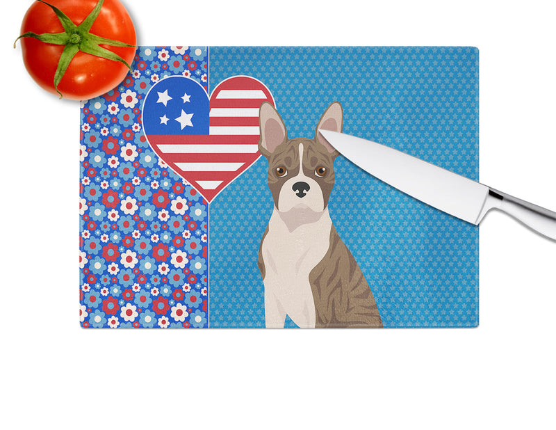 Brindle Boston Terrier USA American Glass Cutting Boards – Durable, Decorative Kitchen Art Large