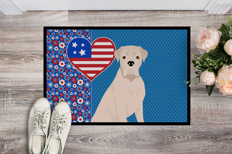 Natural Eared White Boxer USA American Doormat - 24x36 Decorative Floor Mat – Indoor/Outdoor Rug with Artistic Flair