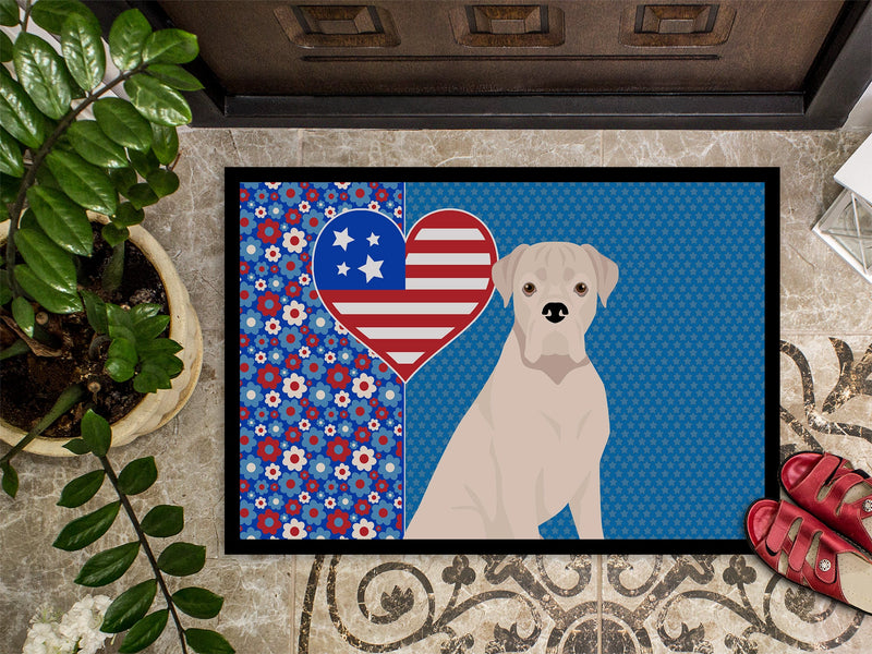 Natural Eared White Boxer USA American Doormat - 24x36 Decorative Floor Mat – Indoor/Outdoor Rug with Artistic Flair