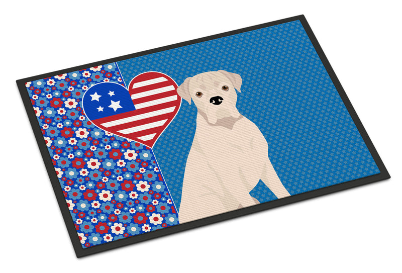 Natural Eared White Boxer USA American Doormat - 24x36 Decorative Floor Mat – Indoor/Outdoor Rug with Artistic Flair