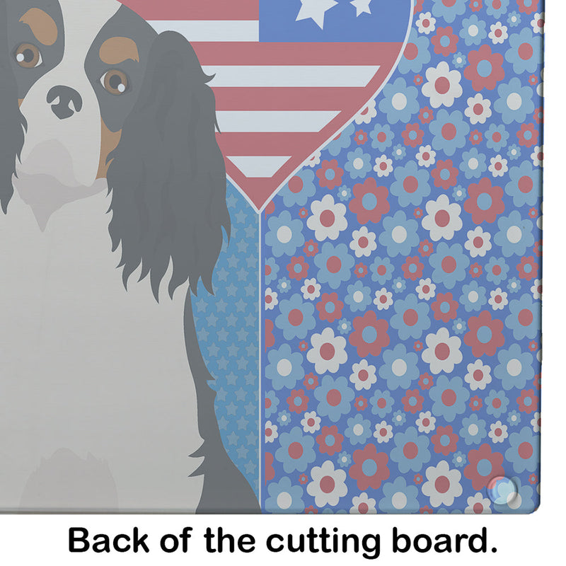 Tricolor Cavalier Spaniel USA American Glass Cutting Boards – Durable, Decorative Kitchen Art Large