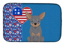 Blue and Tan Chihuahua USA American Dish Drying Mat – Absorbent, Artistic Kitchen Essentials
