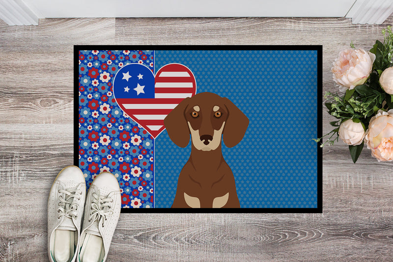 Chocolate and Cream Dachshund USA American Doormat - 24x36 Decorative Floor Mat – Indoor/Outdoor Rug with Artistic Flair