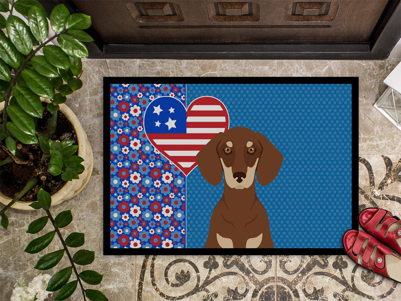 Chocolate and Cream Dachshund USA American Doormat - 24x36 Decorative Floor Mat – Indoor/Outdoor Rug with Artistic Flair